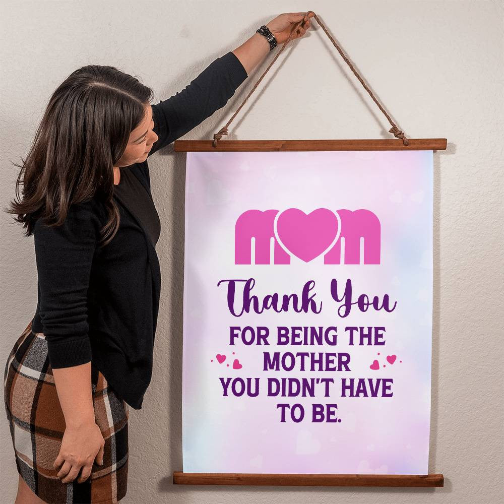 Mom| Thank you | Wood Framed Wall Tapestry (Portrait)