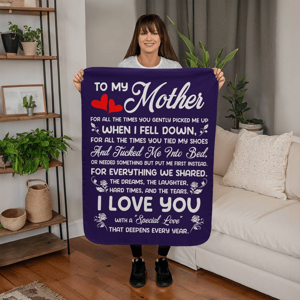 Mother | I Love You | Sherpa Fleece Blanket (3:4)