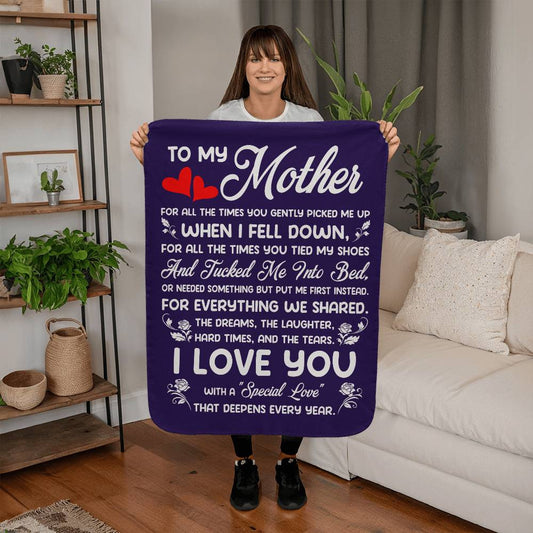 Mother | I Love You | Sherpa Fleece Blanket (3:4)