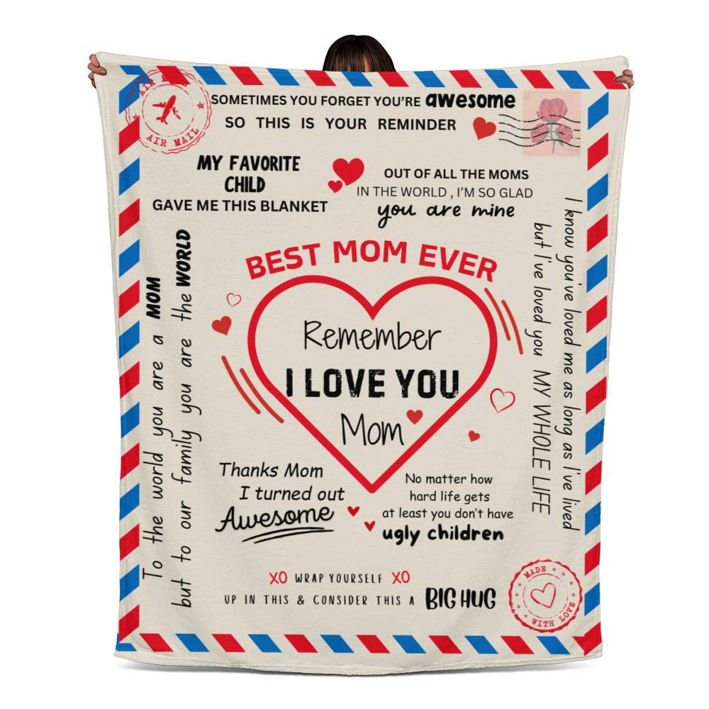 Best Mom Ever Postal Theme Jersey Fleece Blanket 50" x 60"