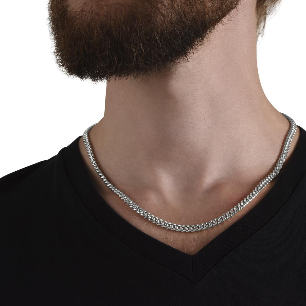 Badass Bearded Dad Cuban Link Chain w/ Gold Overlay Option