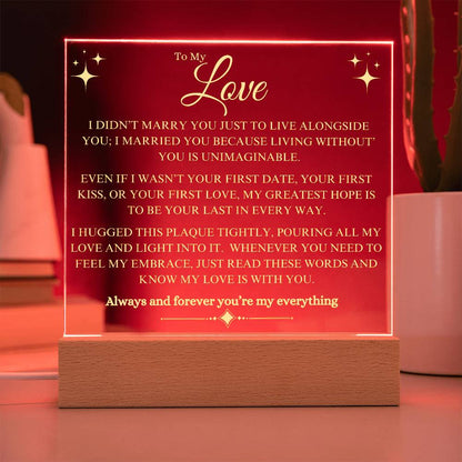 To My Love Acrylic Square Plaque