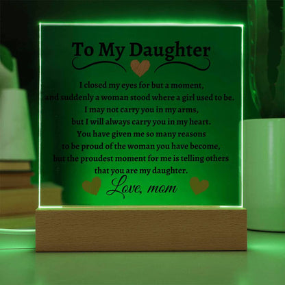 To My Daughter| From Mom Acrylic Square Plaque