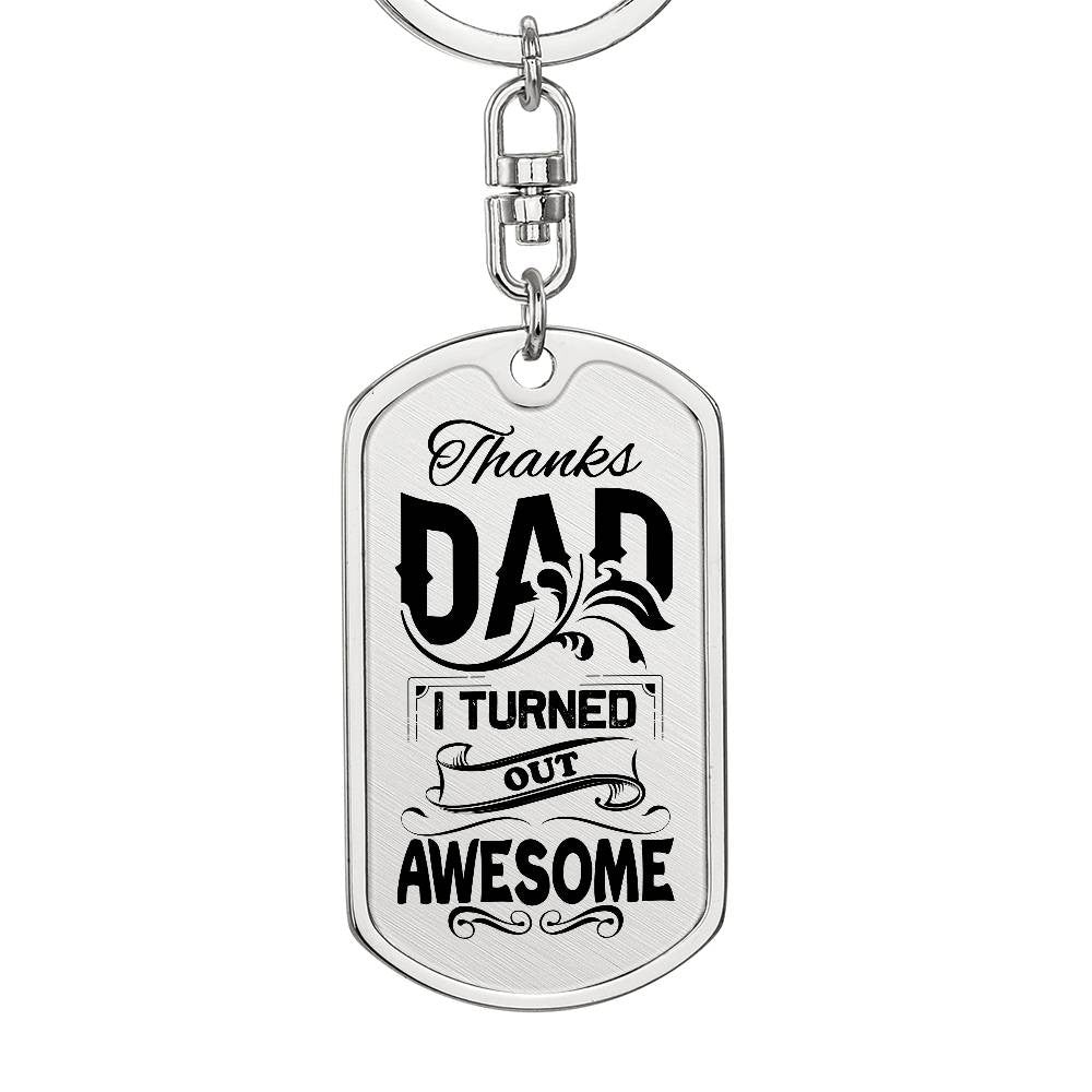 Thanks Dad Dog Tag with Swivel Keychain