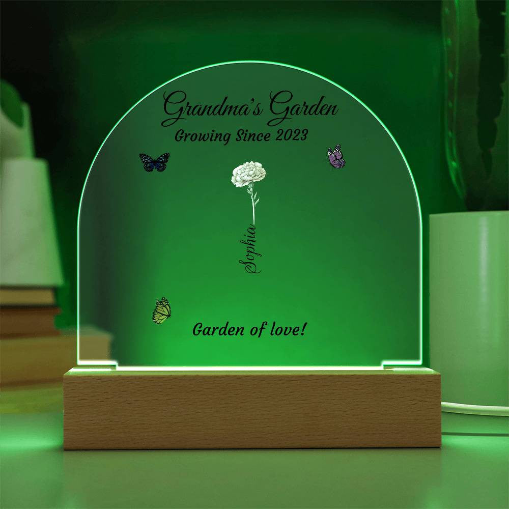 Grandma's Garden | Personalized Birth Flower| Acrylic Dome Plaque