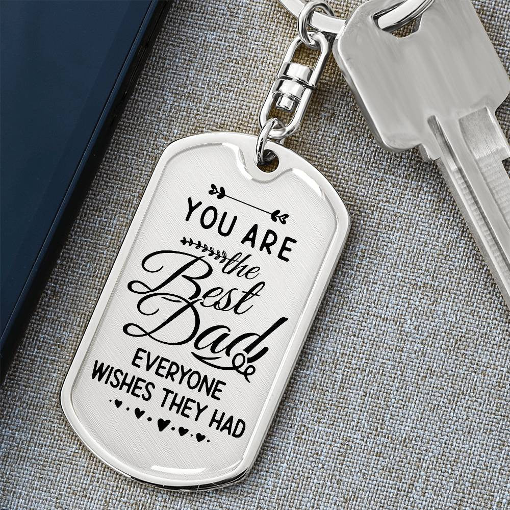 Best Dad Dog Tag with Swivel Keychain