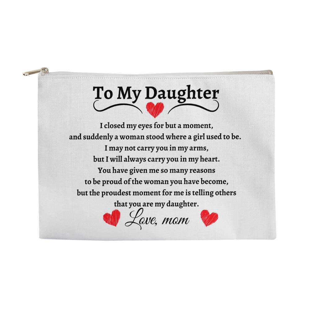 To Daughter - From Mom Fabric Zippered Pouch Large