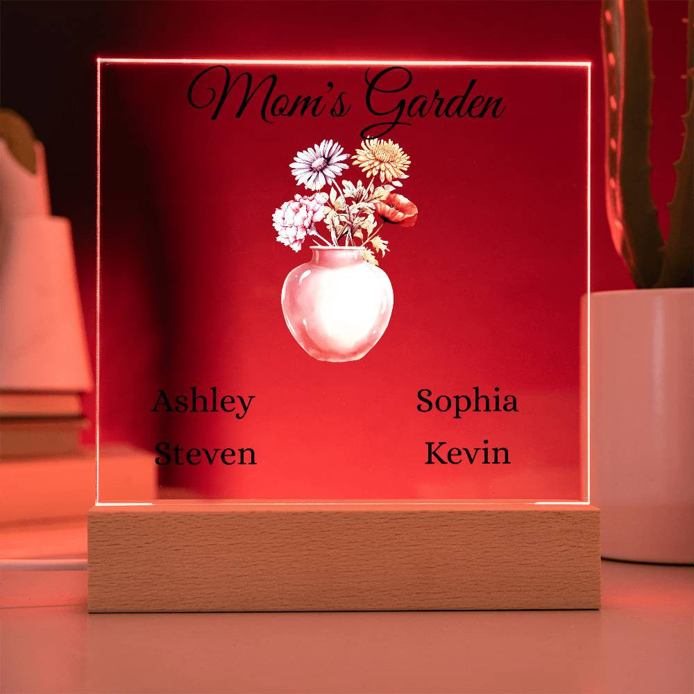 Mom's Garden Acrylic Square Plaque | Personalize