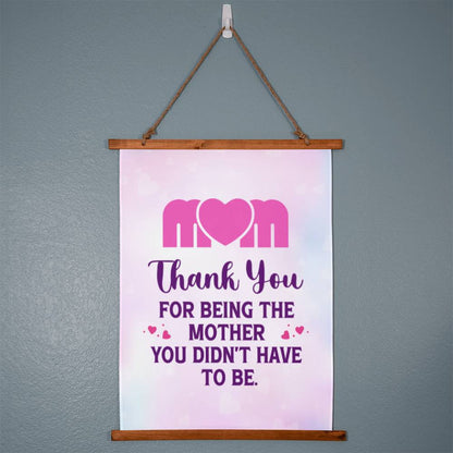 Mom| Thank you | Wood Framed Wall Tapestry (Portrait)