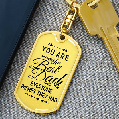 Best Dad Dog Tag with Swivel Keychain