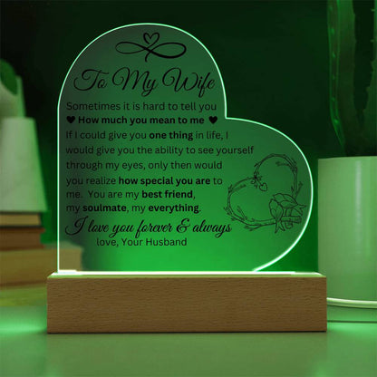 To My Wife Acrylic Heart Plaque