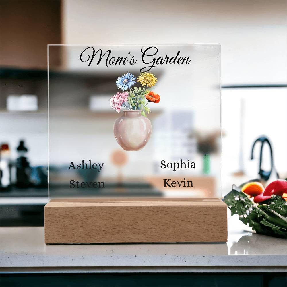 Mom's Garden Acrylic Square Plaque | Personalize