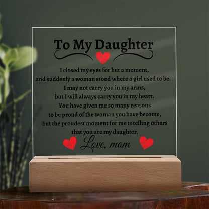 To My Daughter| From Mom Acrylic Square Plaque