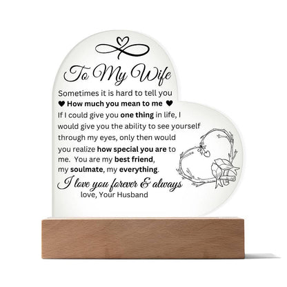 To My Wife Acrylic Heart Plaque