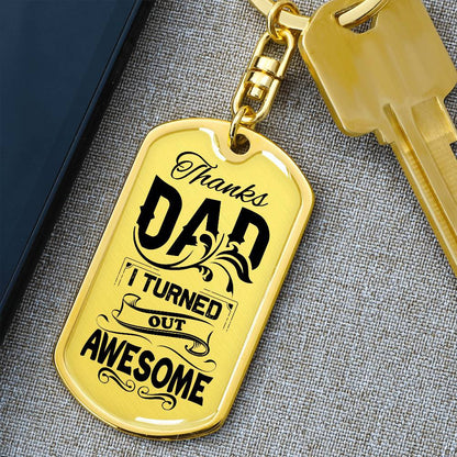 Thanks Dad Dog Tag with Swivel Keychain