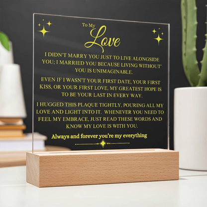 To My Love Acrylic Square Plaque