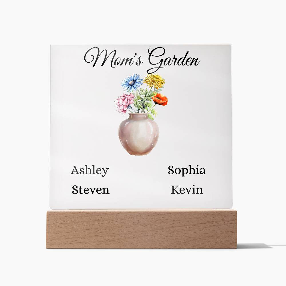 Mom's Garden Acrylic Square Plaque | Personalize