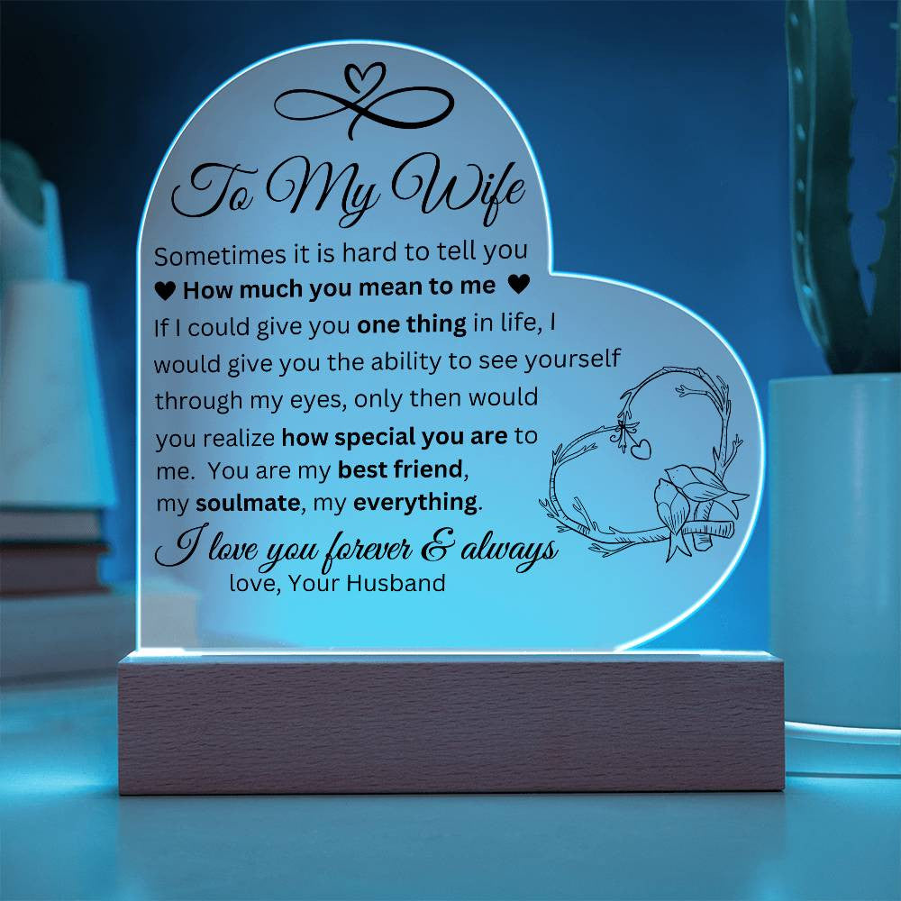 To My Wife Acrylic Heart Plaque