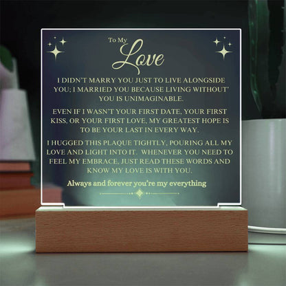 To My Love Acrylic Square Plaque