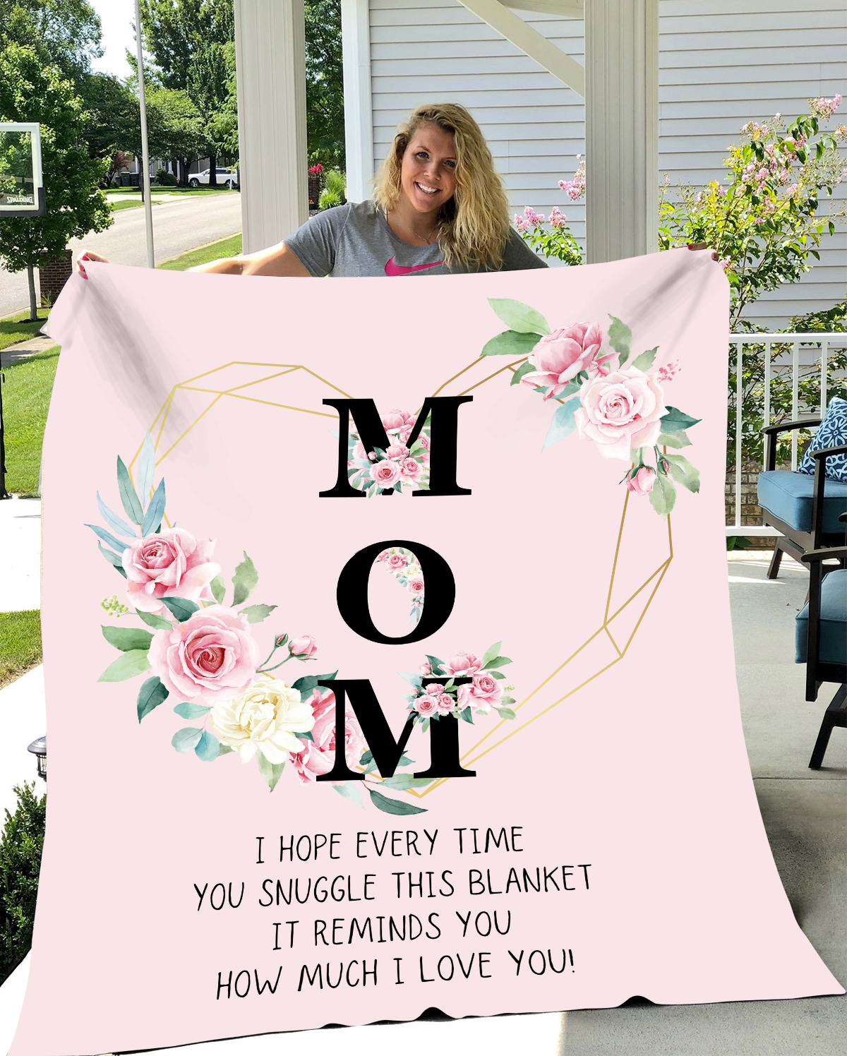 Mom Flower Blanket Pink