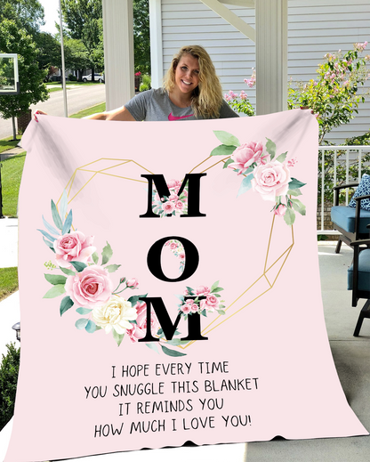 Mom Flower Blanket Pink