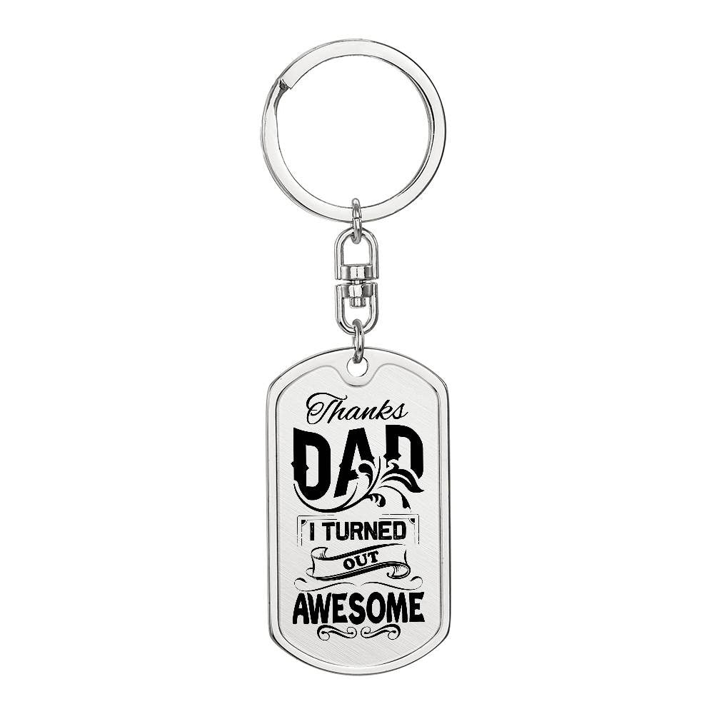 Thanks Dad Dog Tag with Swivel Keychain