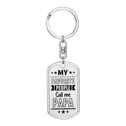 Papa Dog Tag with Swivel Keychain