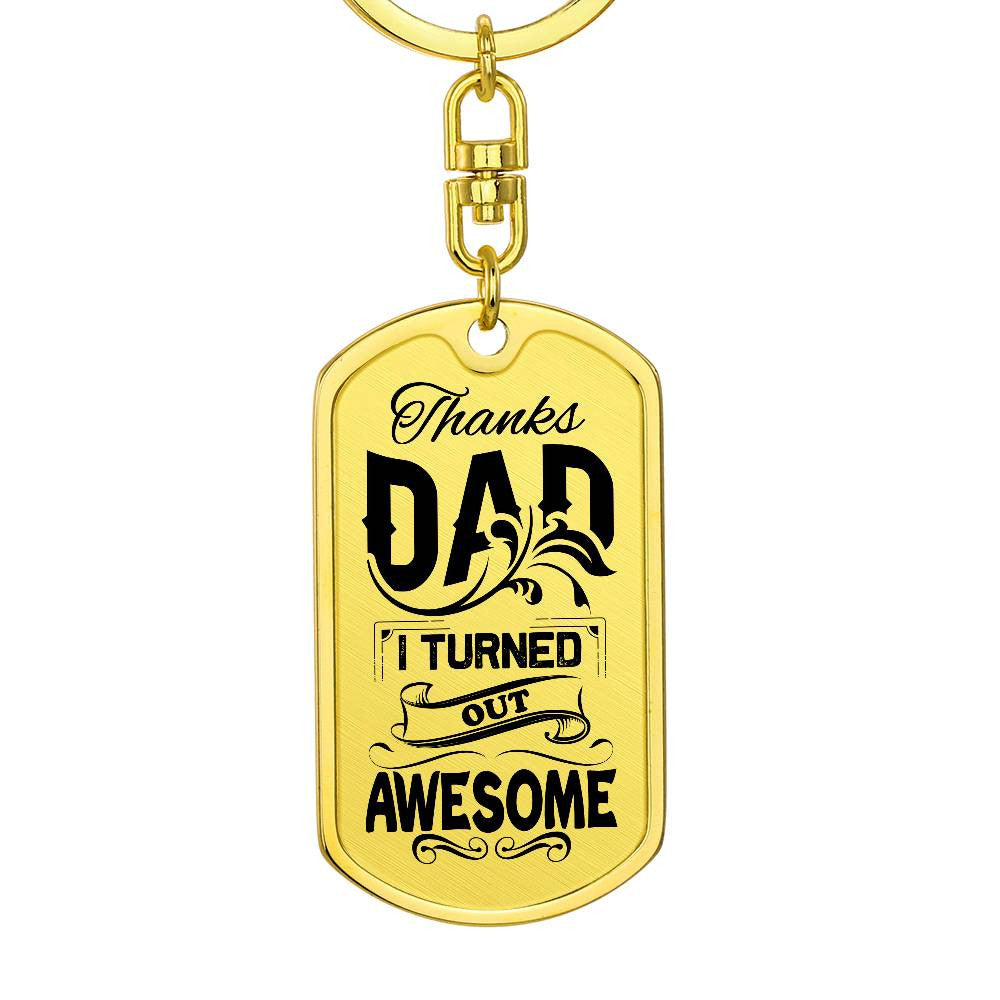 Thanks Dad Dog Tag with Swivel Keychain