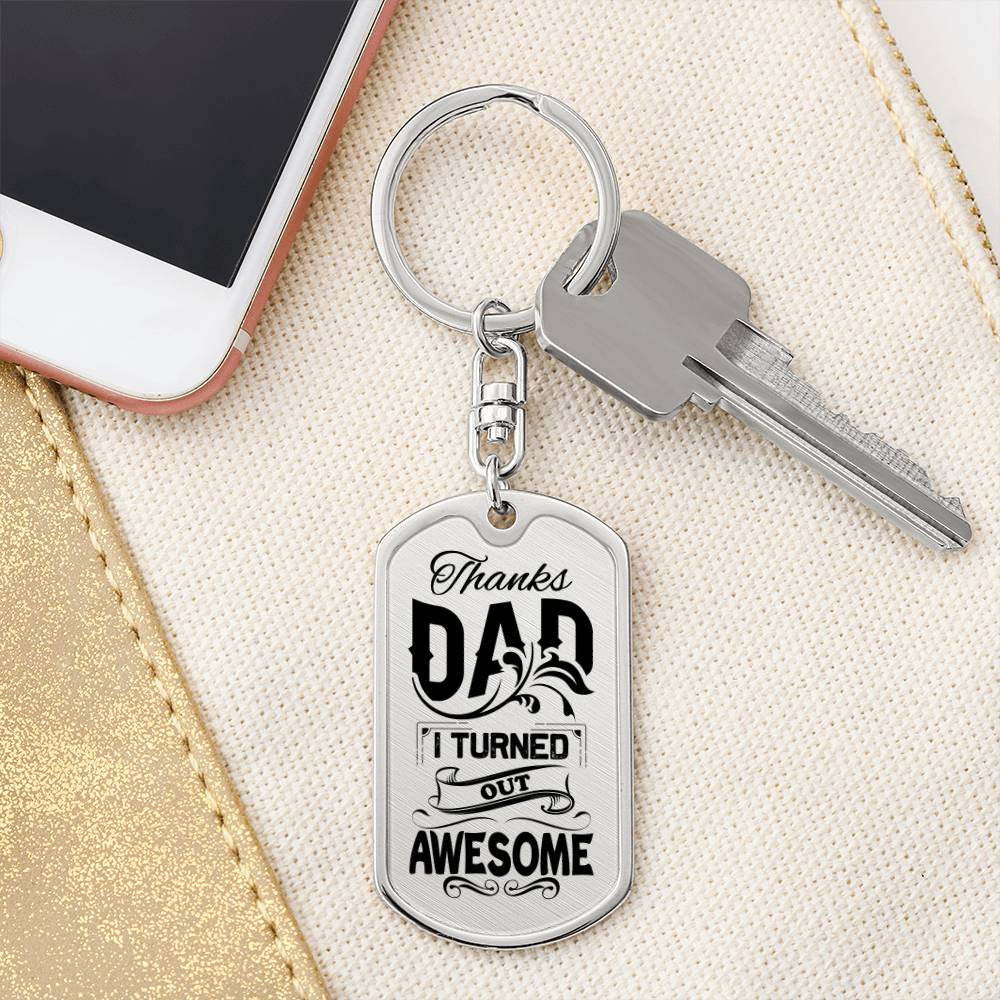 Thanks Dad Dog Tag with Swivel Keychain