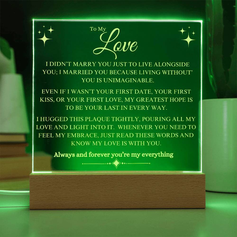 To My Love Acrylic Square Plaque