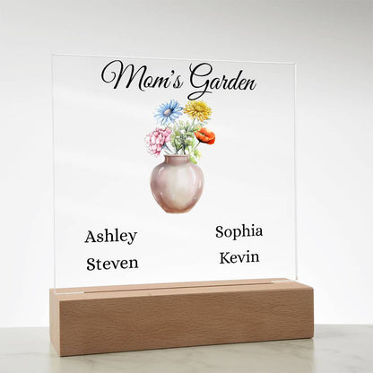 Mom's Garden Acrylic Square Plaque | Personalize