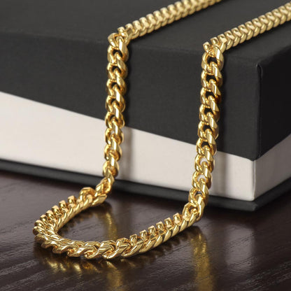 Badass Bearded Dad Cuban Link Chain w/ Gold Overlay Option