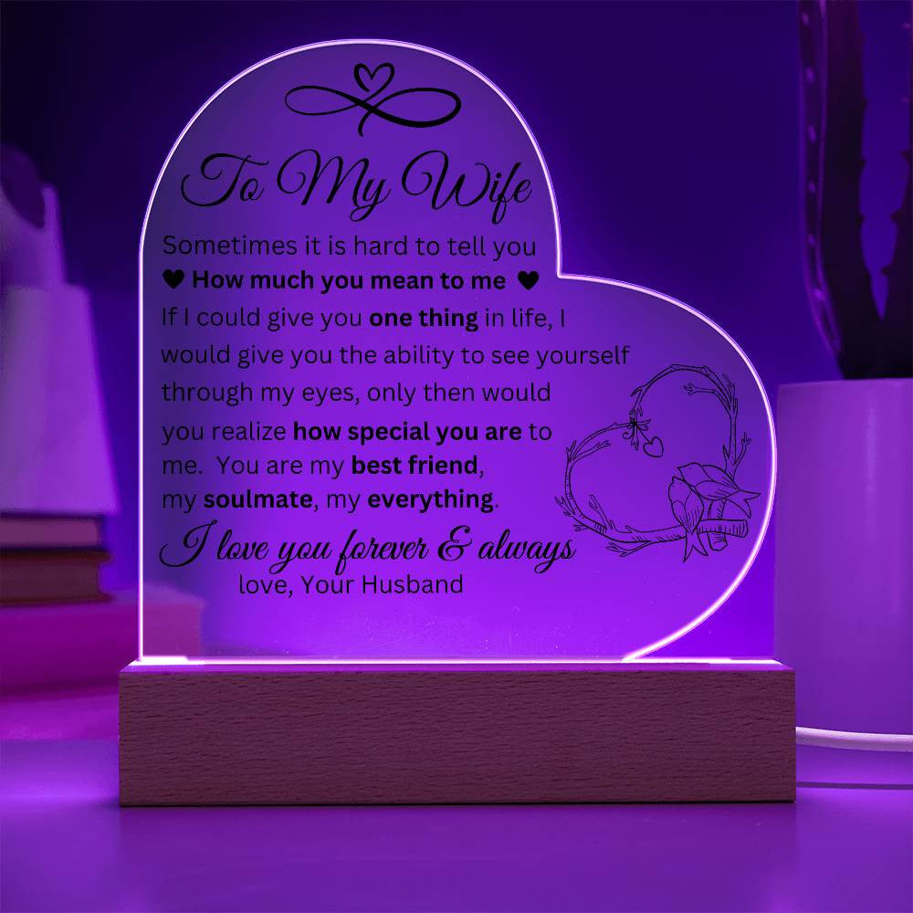 To My Wife Acrylic Heart Plaque