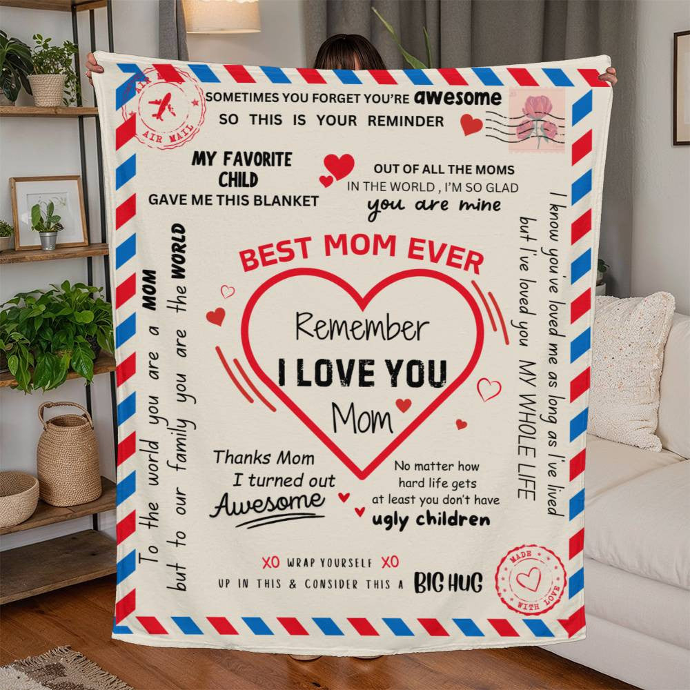 Best Mom Ever Postal Theme Jersey Fleece Blanket 50" x 60"