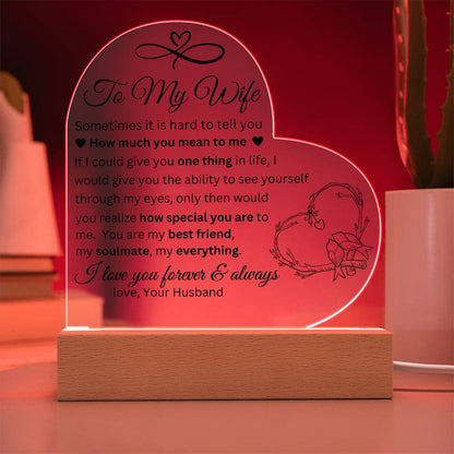 To My Wife Acrylic Heart Plaque