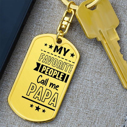 Papa Dog Tag with Swivel Keychain