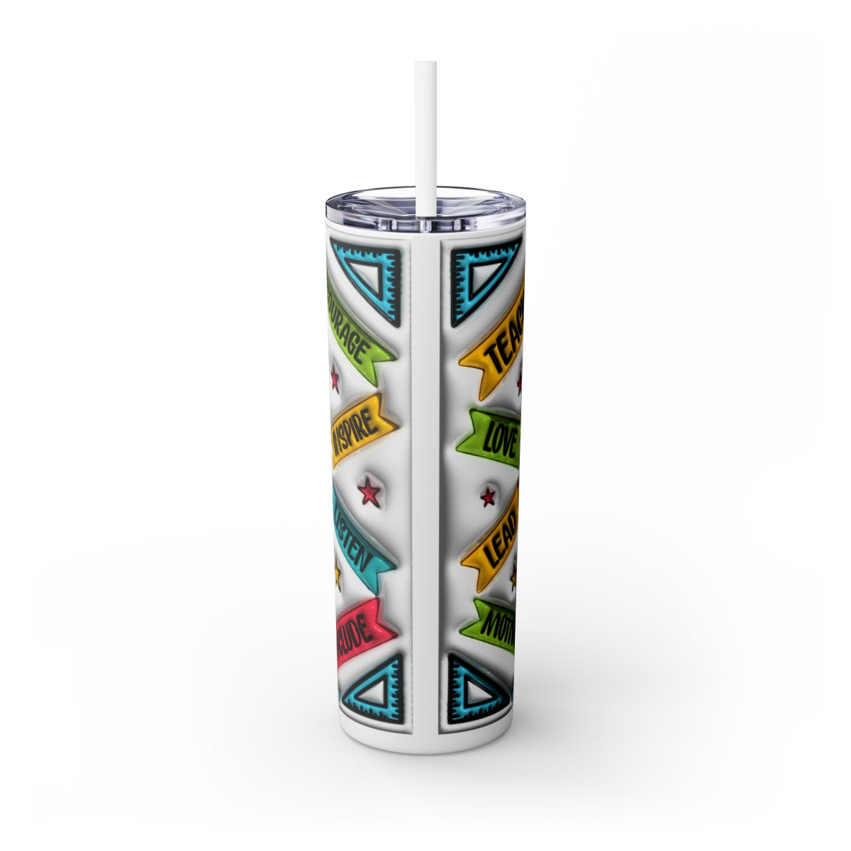 Teacher Era Skinny Tumbler with Straw, 20oz