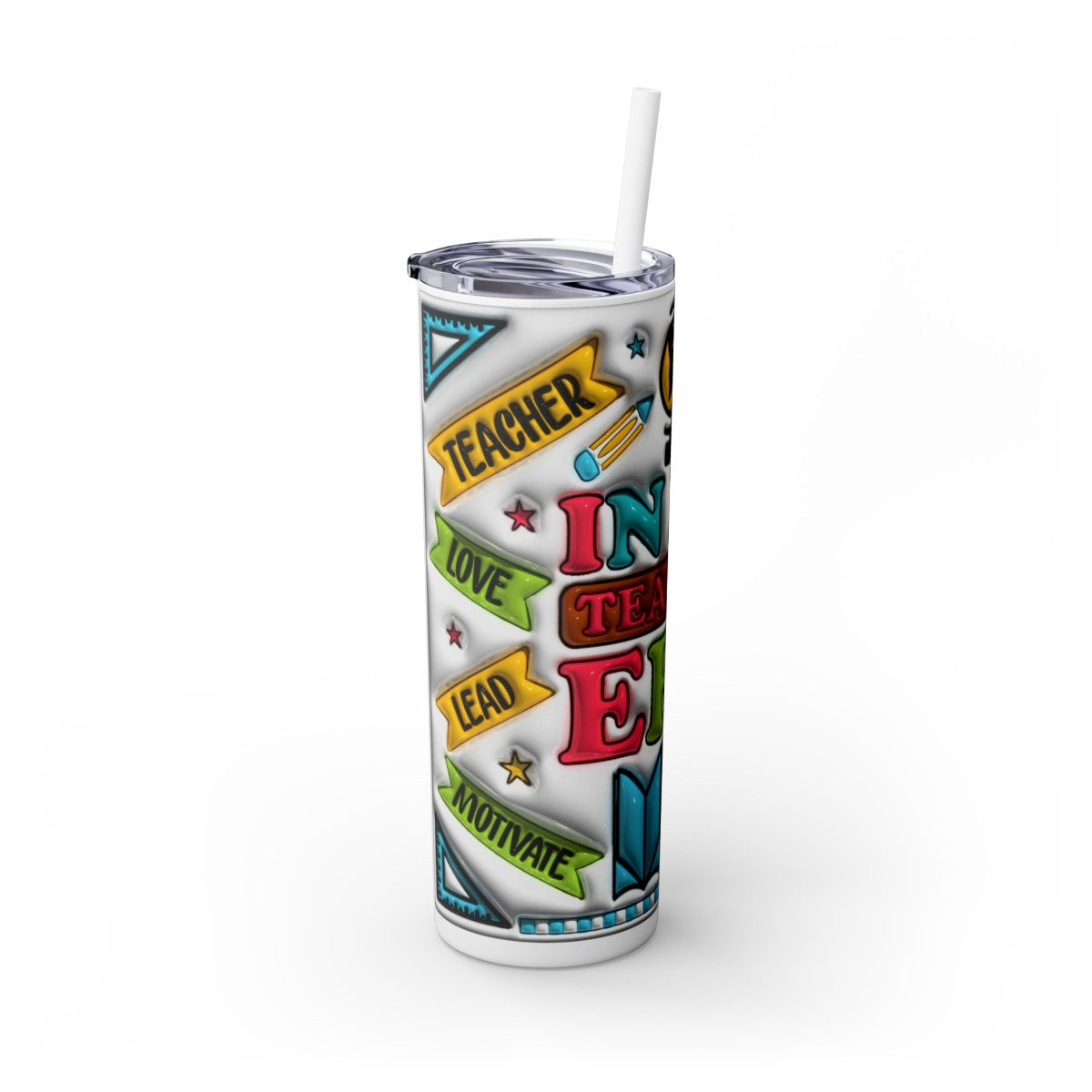 Teacher Era Skinny Tumbler with Straw, 20oz