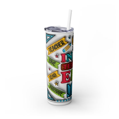 Teacher Era Skinny Tumbler with Straw, 20oz