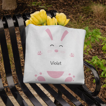 Personalized  White/Pink Bunny Tote | Easter Tote