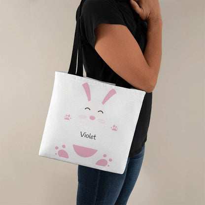 Personalized  White/Pink Bunny Tote | Easter Tote